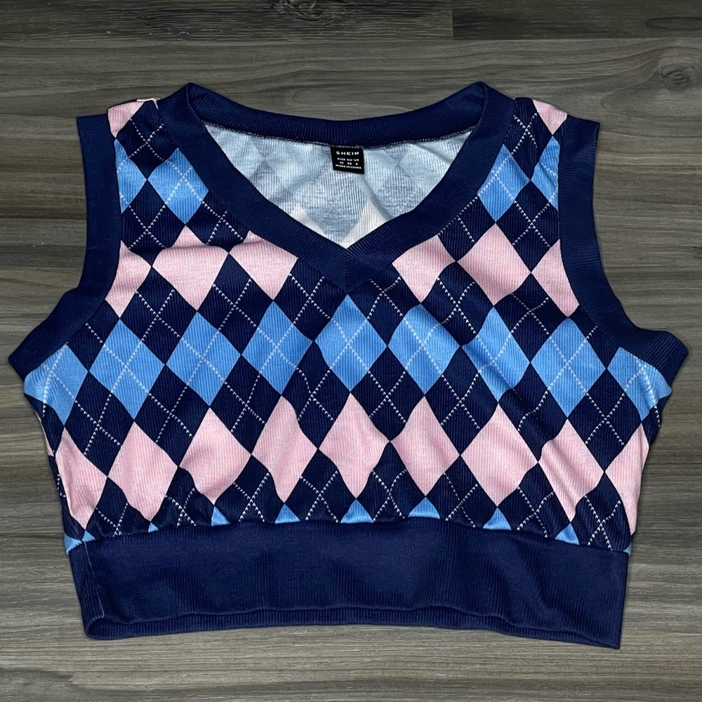 Plaid SHEIN Cropped V Neck Tank Top